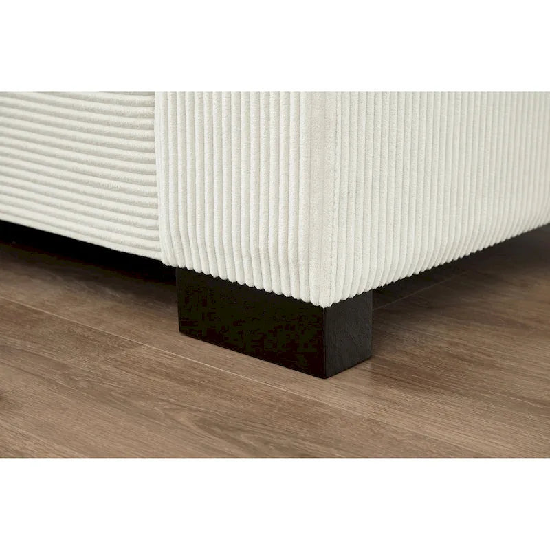 Canapé d'angle en velours côtelé 111 avec méridienne convertible et accoudoirs de rangement