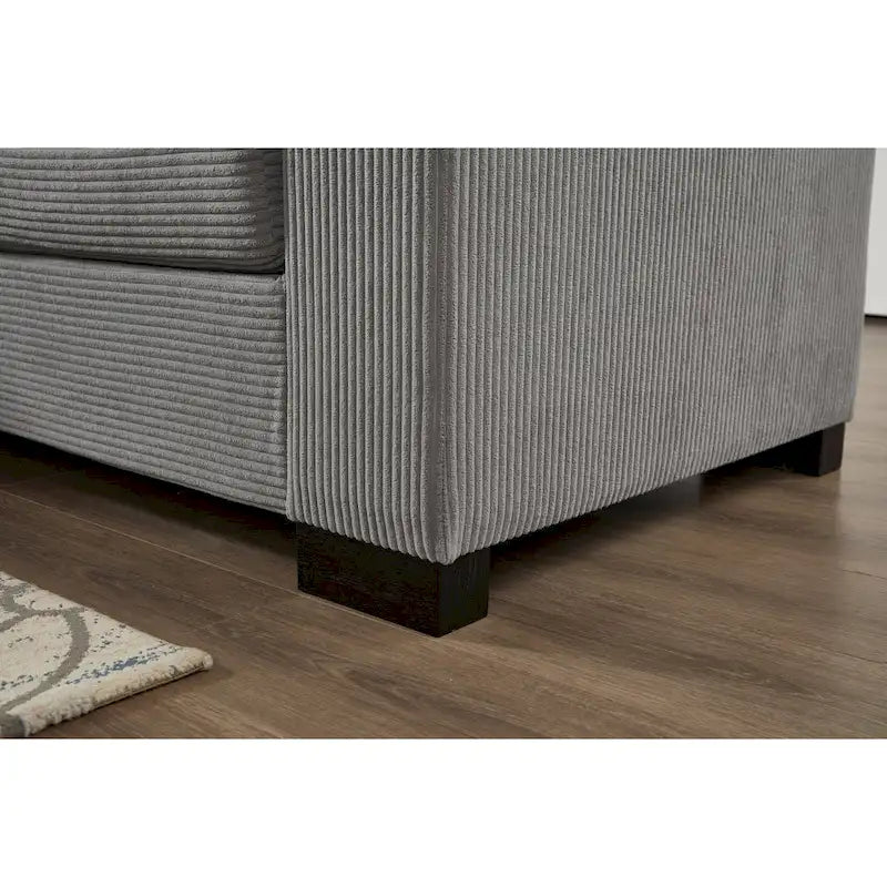 Canapé d'angle en velours côtelé 111 avec méridienne convertible et accoudoirs de rangement