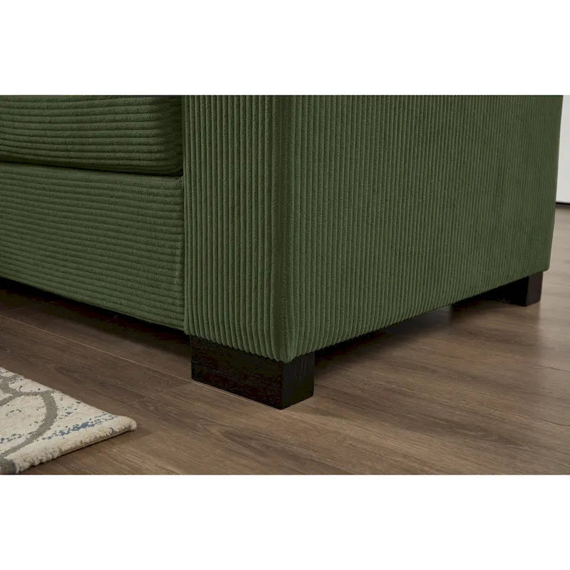 Canapé d'angle en velours côtelé 111 avec méridienne convertible et accoudoirs de rangement