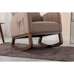 Fauteuil à bascule capitonné moderne de 27 po avec pieds en bois et poche latérale