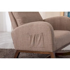 Fauteuil à bascule capitonné moderne de 27 po avec pieds en bois et poche latérale