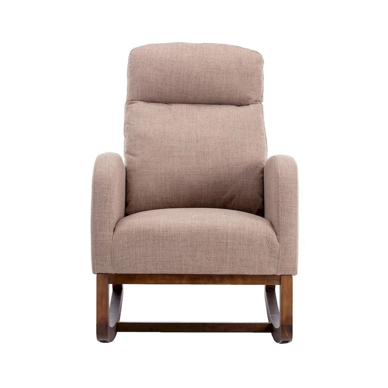Fauteuil à bascule capitonné moderne de 27 po avec pieds en bois et poche latérale