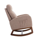Fauteuil à bascule capitonné moderne de 27 po avec pieds en bois et poche latérale