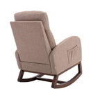Fauteuil à bascule capitonné moderne de 27 po avec pieds en bois et poche latérale