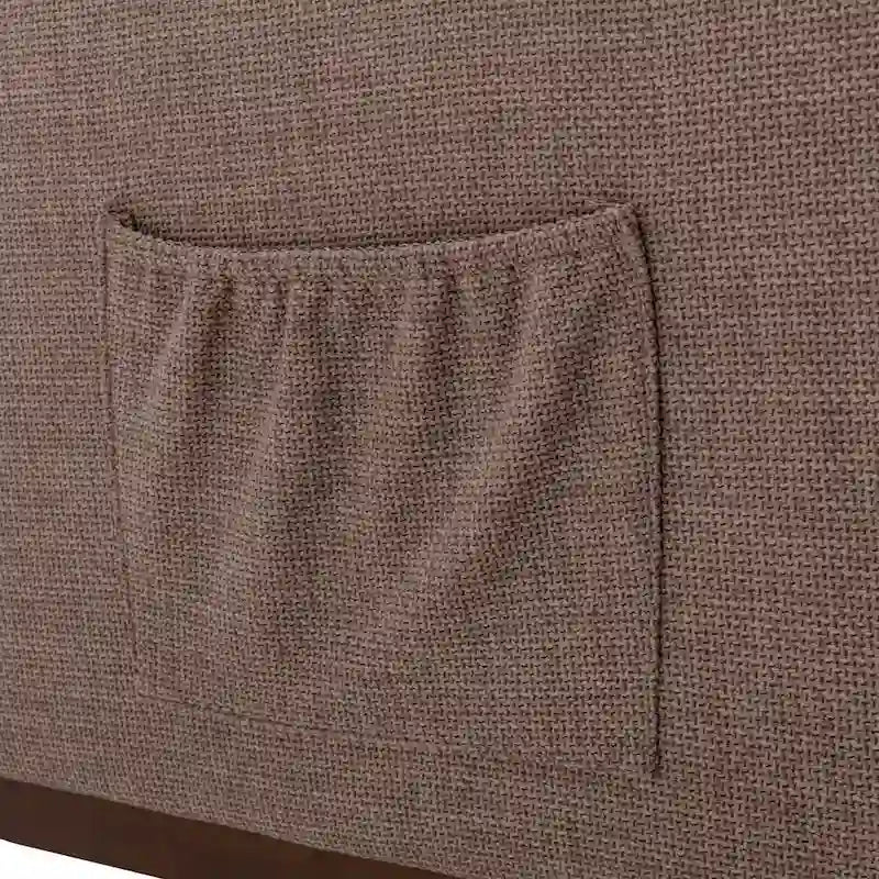 Fauteuil à bascule capitonné moderne de 27 po avec pieds en bois et poche latérale