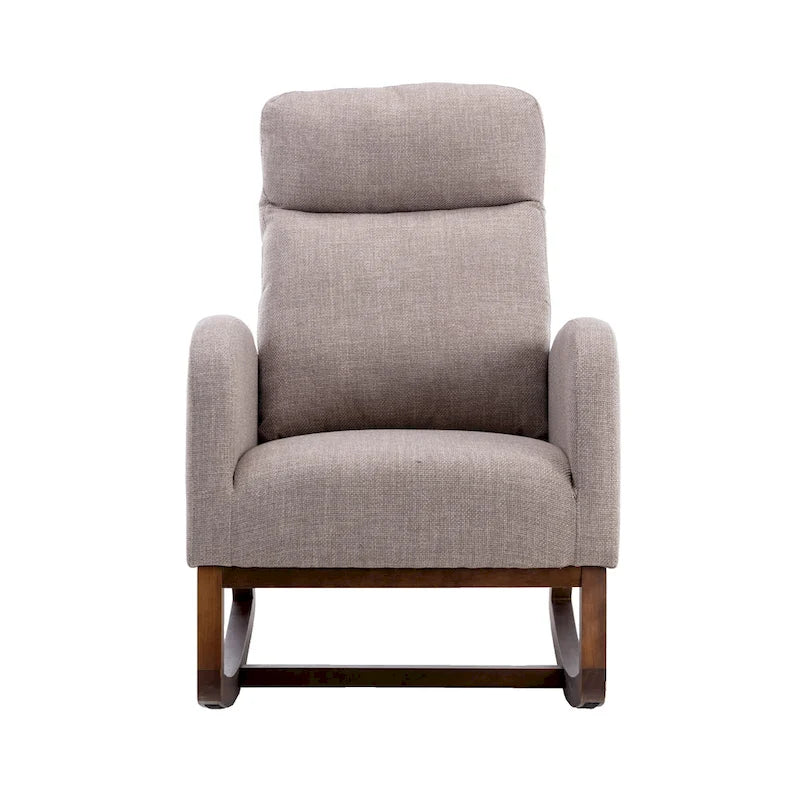 Fauteuil à bascule capitonné moderne de 27 po avec pieds en bois et poche latérale