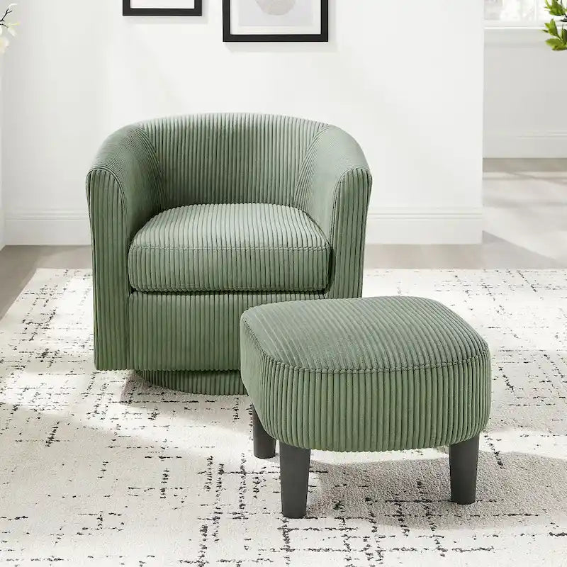 Fauteuil pivotant vert 26,38 avec pouf