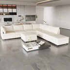 Canapé modulaire 8 places convertible beige 129 avec rangement