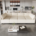 Canapé modulaire 8 places convertible beige 129 avec rangement