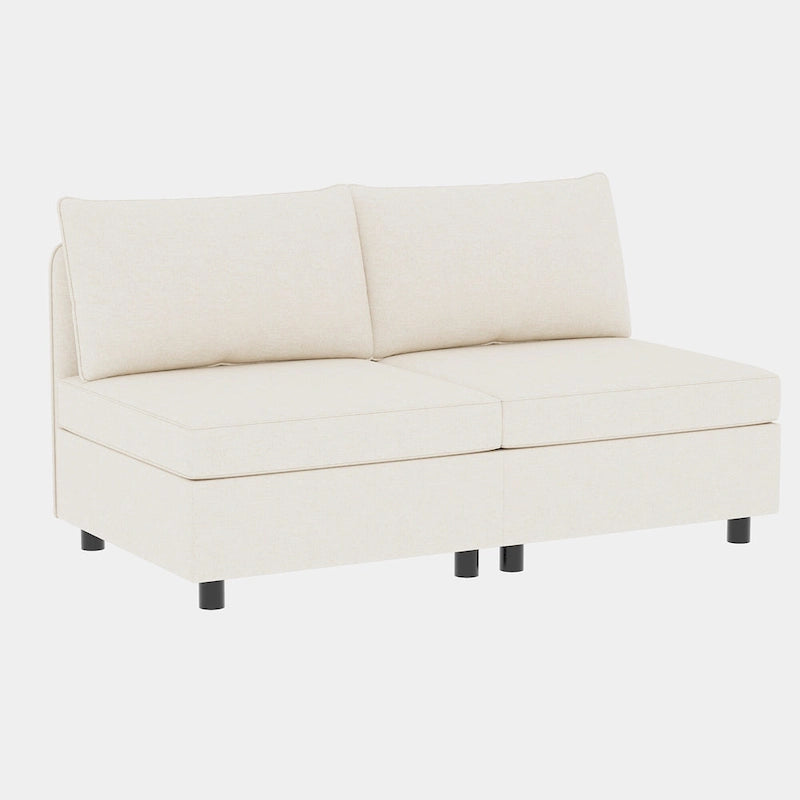 Canapé modulaire 8 places convertible beige 129 avec rangement