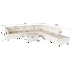 Canapé modulaire 8 places convertible beige 129 avec rangement