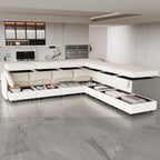 Canapé modulaire 8 places convertible beige 129 avec rangement