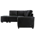 Canapé sectionnel en L à 5 places de 84,75 po avec lit gigogne, pouf de rangement, rangement de bras caché et chargement USB