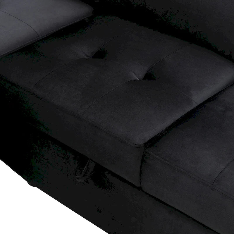 Canapé sectionnel en L à 5 places de 84,75 po avec lit gigogne, pouf de rangement, rangement de bras caché et chargement USB