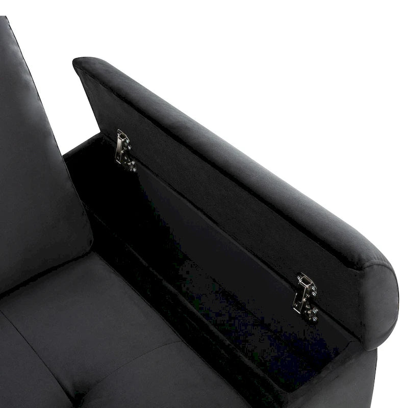 Canapé sectionnel en L à 5 places de 84,75 po avec lit gigogne, pouf de rangement, rangement de bras caché et chargement USB
