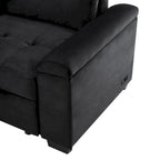 Canapé sectionnel en L à 5 places de 84,75 po avec lit gigogne, pouf de rangement, rangement de bras caché et chargement USB