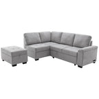 Canapé sectionnel en L à 5 places de 84,75 po avec lit gigogne, pouf de rangement, rangement de bras caché et chargement USB
