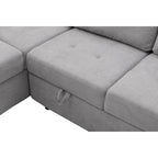 Canapé sectionnel en L à 5 places de 84,75 po avec lit gigogne, pouf de rangement, rangement de bras caché et chargement USB