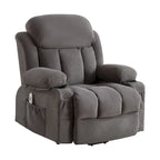 Fauteuil inclinable électrique gris avec chauffage, massage, port USB, poches latérales et télécommande