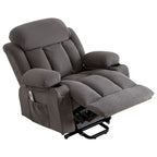 Fauteuil inclinable électrique gris avec chauffage, massage, port USB, poches latérales et télécommande