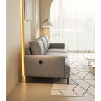 Canapé 3 places de luxe gris clair en cuir véritable 77 avec chargeur USB pour salon