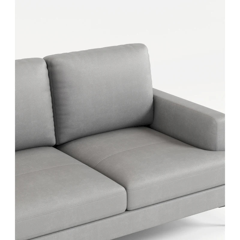 Canapé 3 places de luxe gris clair en cuir véritable 77 avec chargeur USB pour salon