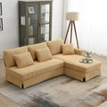 Canapé d'angle réversible 3 places 87" jaune avec 3 coussins, design compact pour salon