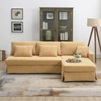 Canapé d'angle réversible 3 places 87" jaune avec 3 coussins, design compact pour salon