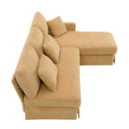Canapé d'angle réversible 3 places 87" jaune avec 3 coussins, design compact pour salon