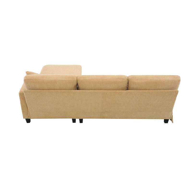 Canapé d'angle réversible 3 places 87" jaune avec 3 coussins, design compact pour salon