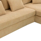 Canapé d'angle réversible 3 places 87" jaune avec 3 coussins, design compact pour salon
