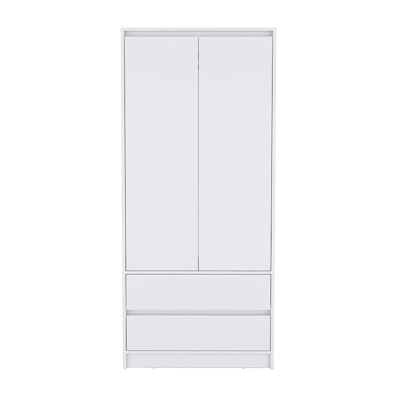 20,47 Armoire double moderne avec tringle et deux tiroirs pour chambre à coucher