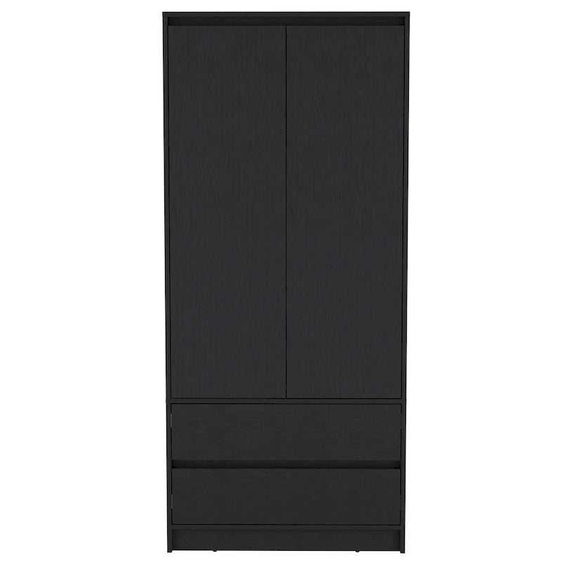 20,47 Armoire double moderne avec tringle et deux tiroirs pour chambre à coucher