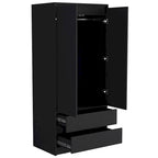 20,47 Armoire double moderne avec tringle et deux tiroirs pour chambre à coucher