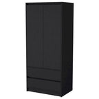20,47 Armoire double moderne avec tringle et deux tiroirs pour chambre à coucher
