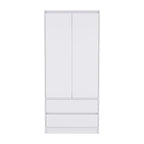 20,47 Armoire double moderne avec tringle et deux tiroirs pour chambre à coucher