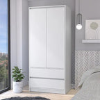20,47 Armoire double moderne avec tringle et deux tiroirs pour chambre à coucher