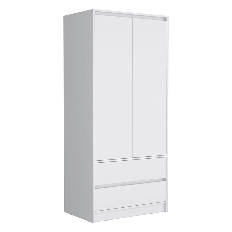 20,47 Armoire double moderne avec tringle et deux tiroirs pour chambre à coucher