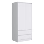 20,47 Armoire double moderne avec tringle et deux tiroirs pour chambre à coucher