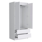 20,47 Armoire double moderne avec tringle et deux tiroirs pour chambre à coucher