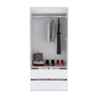 20,47 Armoire double moderne avec tringle et deux tiroirs pour chambre à coucher