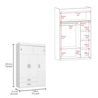 47.2 Armoire moderne à trois portes avec tringles de suspension, deux tiroirs et deux étagères supérieures réglables