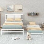 Lit plateforme en pin blanc avec lit gigogne réglable