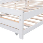 Lit plateforme en pin blanc avec lit gigogne réglable