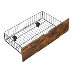 Lit double king size en métal noir et marron avec tête de lit en bois et lumières LED