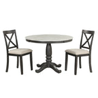 Ensemble de salle à manger moderne 5 pièces en bois avec table ronde et 4 chaises rembourrées