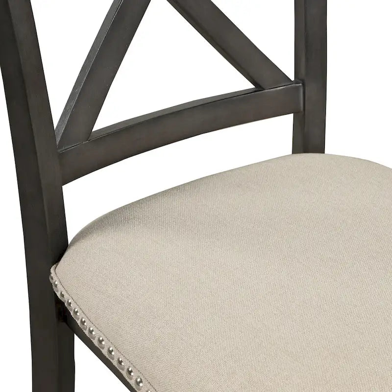 Ensemble de salle à manger moderne 5 pièces en bois avec table ronde et 4 chaises rembourrées