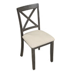 Ensemble de salle à manger moderne 5 pièces en bois avec table ronde et 4 chaises rembourrées
