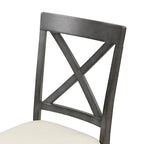 Ensemble de salle à manger moderne 5 pièces en bois avec table ronde et 4 chaises rembourrées