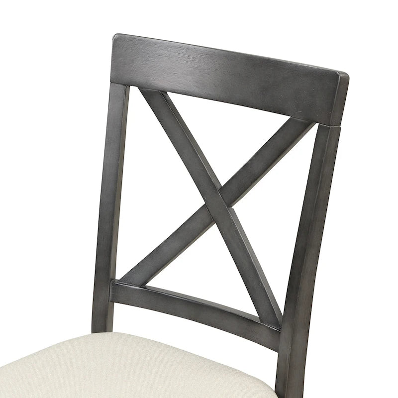 Ensemble de salle à manger moderne 5 pièces en bois avec table ronde et 4 chaises rembourrées
